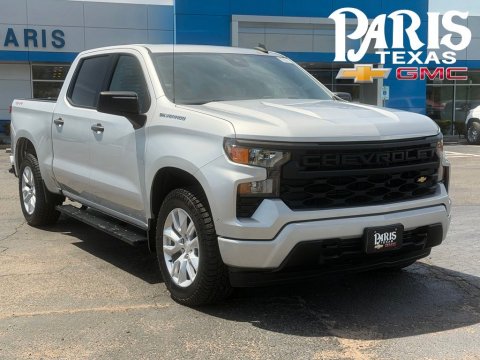 Silver Ice Metallic 2022 Chevrolet Silverado 1500 Custom 4WD for sale in Paris, TX - Stock #B5622