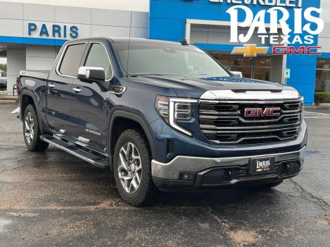 Pacific Blue Metallic 2023 GMC Sierra 1500 SLT 4WD for sale in Paris, TX - Stock #260633A
