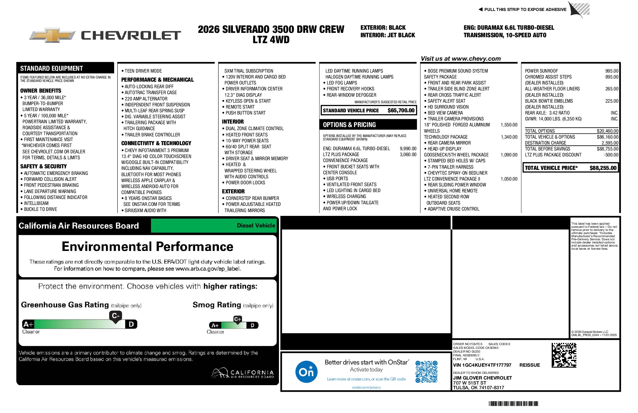 2026 Chevrolet Silverado 3500HD LTZ window sticker